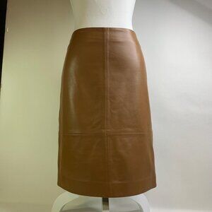 Talbots Tan Leather A-Line Skirt – Classic Petite Real-Leather Style